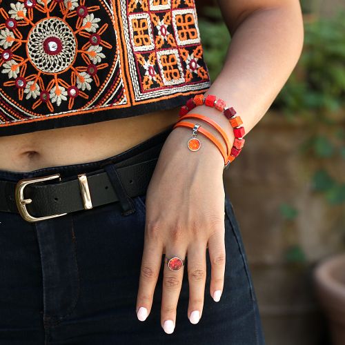 Armband IRIS - sunrise, Armband SAMBA mit Armband-Anhänger - sunrise, Ring FAIRY - sunrise