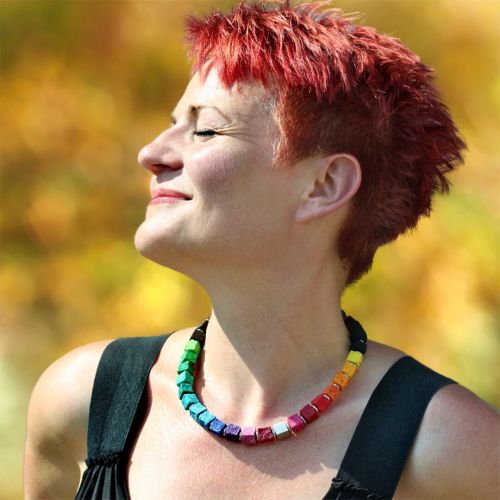 Collier BLACK IRIS, 10mm - rainbow