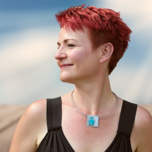 CHANGE Collier, quadratisch, mit Farbtopps - caribic